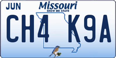 MO license plate CH4K9A