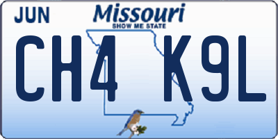 MO license plate CH4K9L