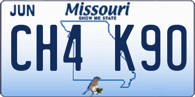 MO license plate CH4K9O