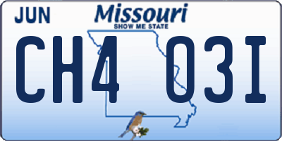 MO license plate CH4O3I
