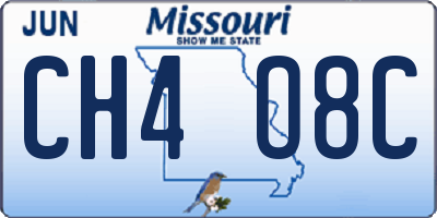 MO license plate CH4O8C