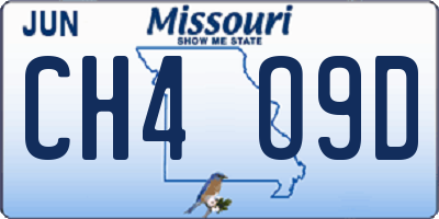 MO license plate CH4O9D