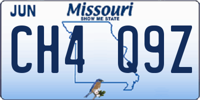 MO license plate CH4Q9Z