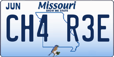 MO license plate CH4R3E