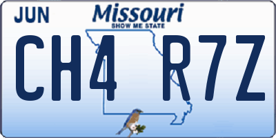 MO license plate CH4R7Z