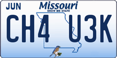 MO license plate CH4U3K