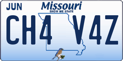 MO license plate CH4V4Z