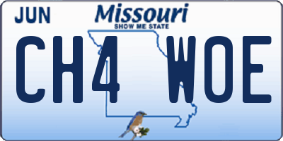 MO license plate CH4W0E