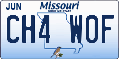 MO license plate CH4W0F