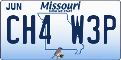 MO license plate CH4W3P