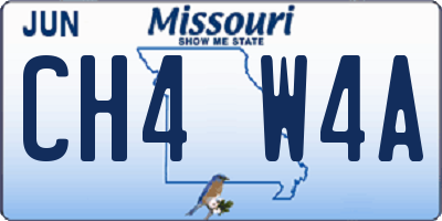 MO license plate CH4W4A
