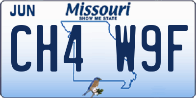 MO license plate CH4W9F