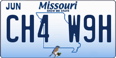 MO license plate CH4W9H