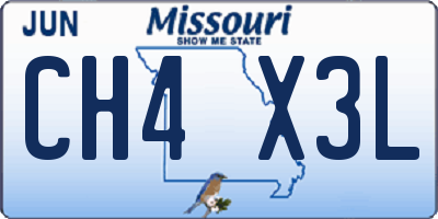 MO license plate CH4X3L