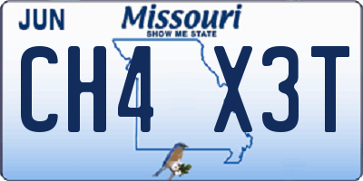 MO license plate CH4X3T