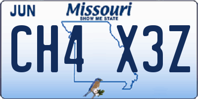 MO license plate CH4X3Z
