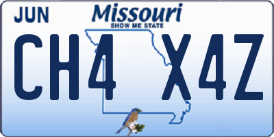 MO license plate CH4X4Z