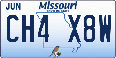 MO license plate CH4X8W