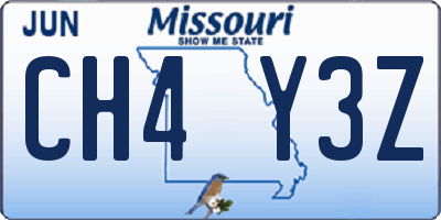 MO license plate CH4Y3Z