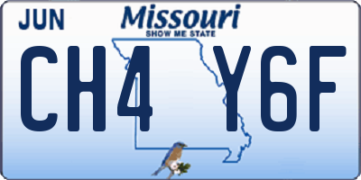 MO license plate CH4Y6F