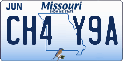 MO license plate CH4Y9A