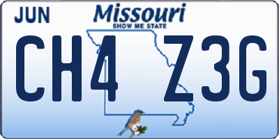 MO license plate CH4Z3G