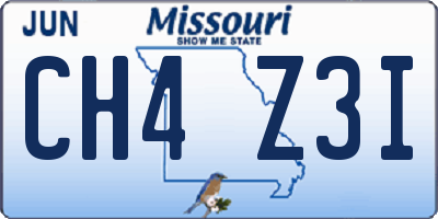 MO license plate CH4Z3I