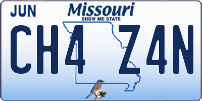 MO license plate CH4Z4N