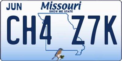 MO license plate CH4Z7K