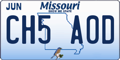 MO license plate CH5A0D