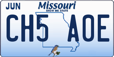 MO license plate CH5A0E