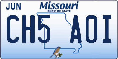 MO license plate CH5A0I