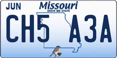 MO license plate CH5A3A