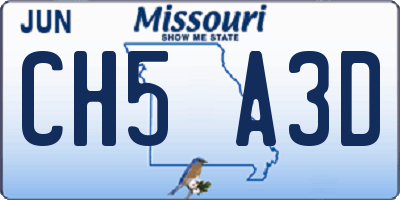 MO license plate CH5A3D
