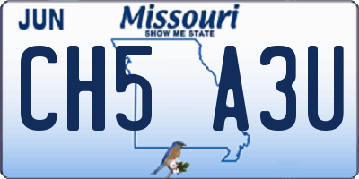 MO license plate CH5A3U