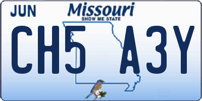 MO license plate CH5A3Y
