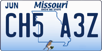 MO license plate CH5A3Z