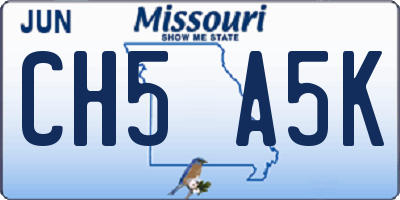 MO license plate CH5A5K