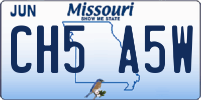 MO license plate CH5A5W