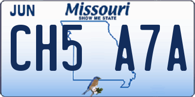 MO license plate CH5A7A