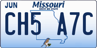 MO license plate CH5A7C