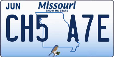 MO license plate CH5A7E