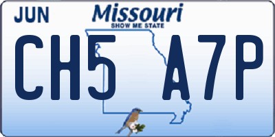 MO license plate CH5A7P