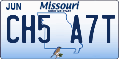MO license plate CH5A7T