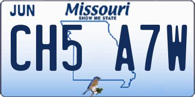 MO license plate CH5A7W