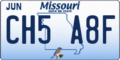MO license plate CH5A8F