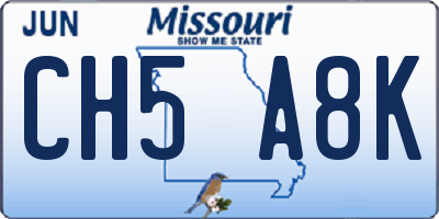 MO license plate CH5A8K