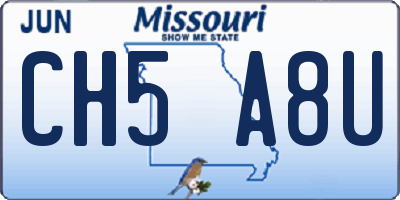 MO license plate CH5A8U