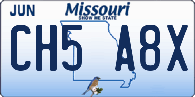 MO license plate CH5A8X
