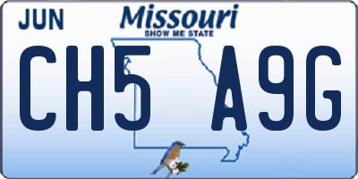 MO license plate CH5A9G